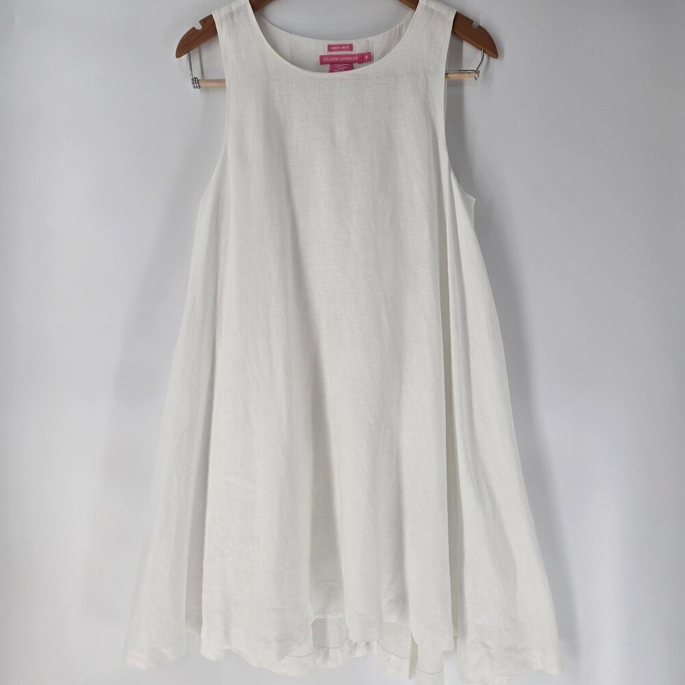 Island Company Trinity Linen Dress White Sleeveless Fully Lined – Medium